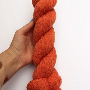 Papaya Orange 100% Cotton Recycled Yarn 829 yards chainette, fingering weight image 6