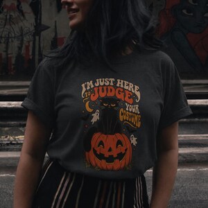 Grumpy Cat Halloween Tee | Pumpkin Costume Judge Graphic (Garment-Dyed Cotton)