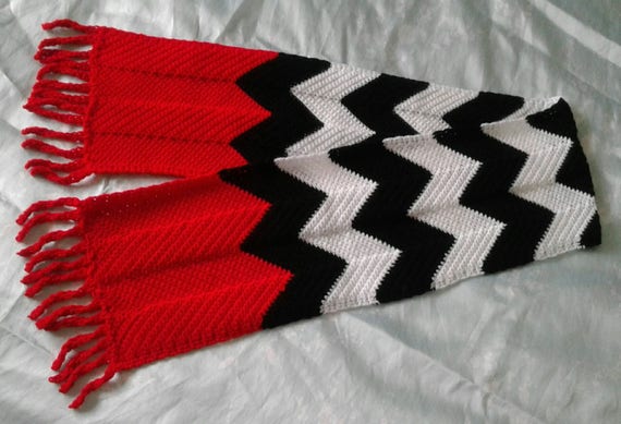 Made To Order Twin Peaks Inspired Red Room Black Lodge Crochet Scarf
