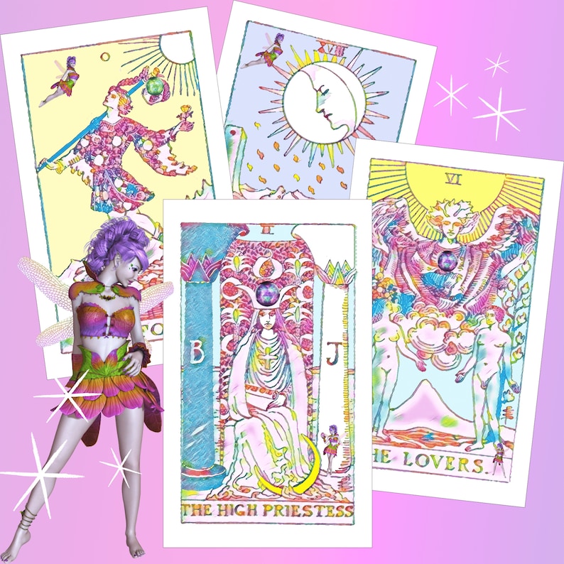 INDIE TAROT CARDS Deck Made to Order Floating Pixie Tarot Rider Waite Smith image 2