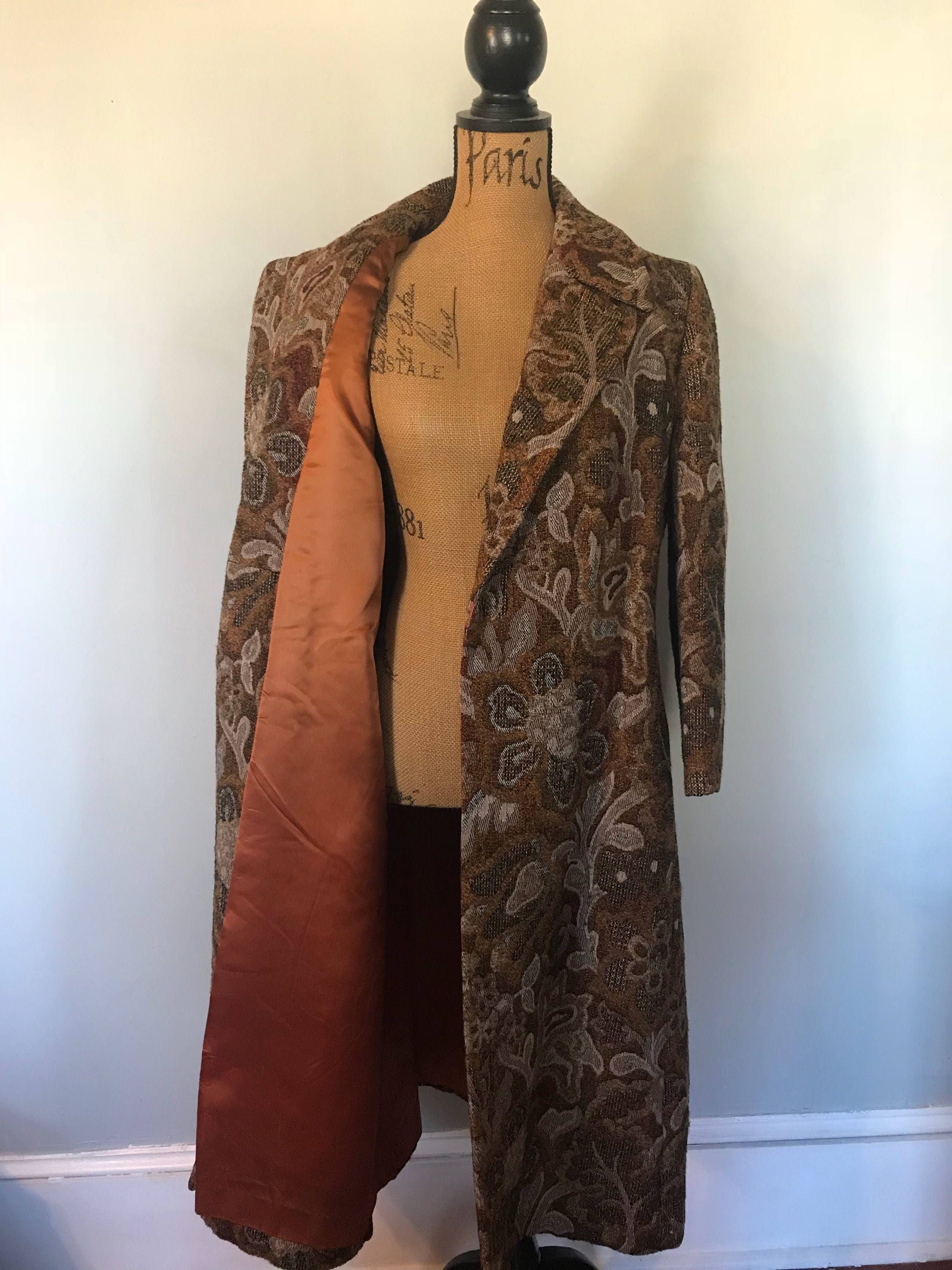 Vintage Tapestry Jacket . Women's Rust Orange Coat . Etsy
