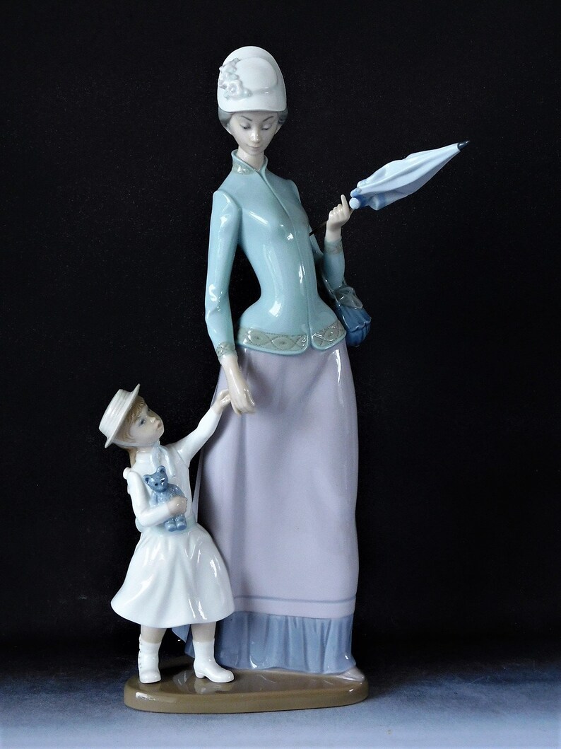 Vintage Lladro Figurine lady With Girl Dama Con Etsy UK
