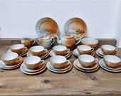 Antique Japanese Satsuma Hand Painted Tea Set with Geisha Girl Lithophane Cups Free UK Postage