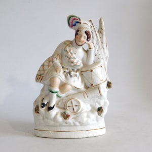 Antique Staffordshire Flat Back Figurine Drummer Boys Dream c1880