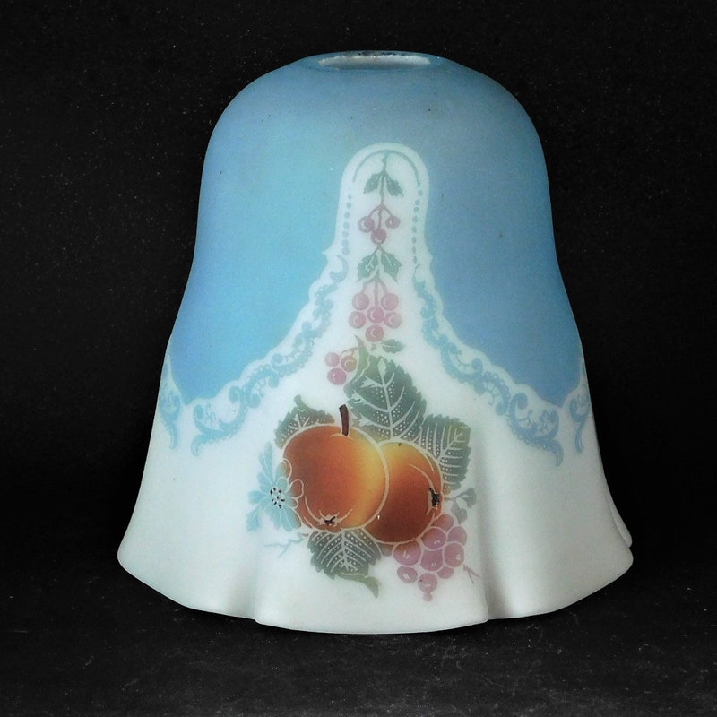 Beautiful 1940s-1950s Opal and Blue Pendant Glass Light Shade Fruit Design ~ Free UK Postage