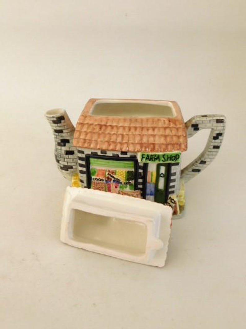 Western House the Village Collectables Farm Shop Tea Pot Free UK