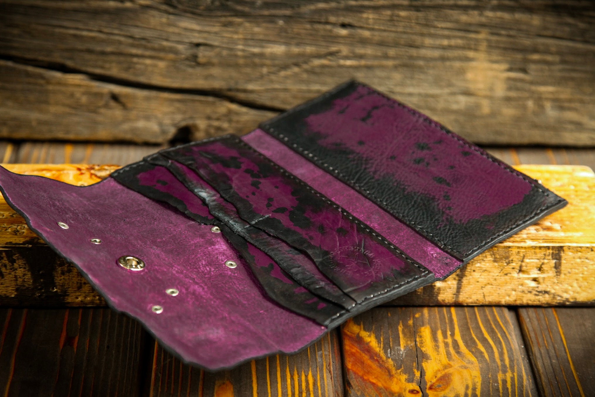 Purple leather womens wallet. Custom wallet Etsy