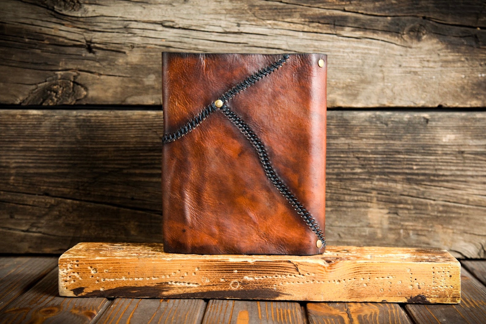 Brown leather notepad. Custom notebook. Junior legal pad Etsy