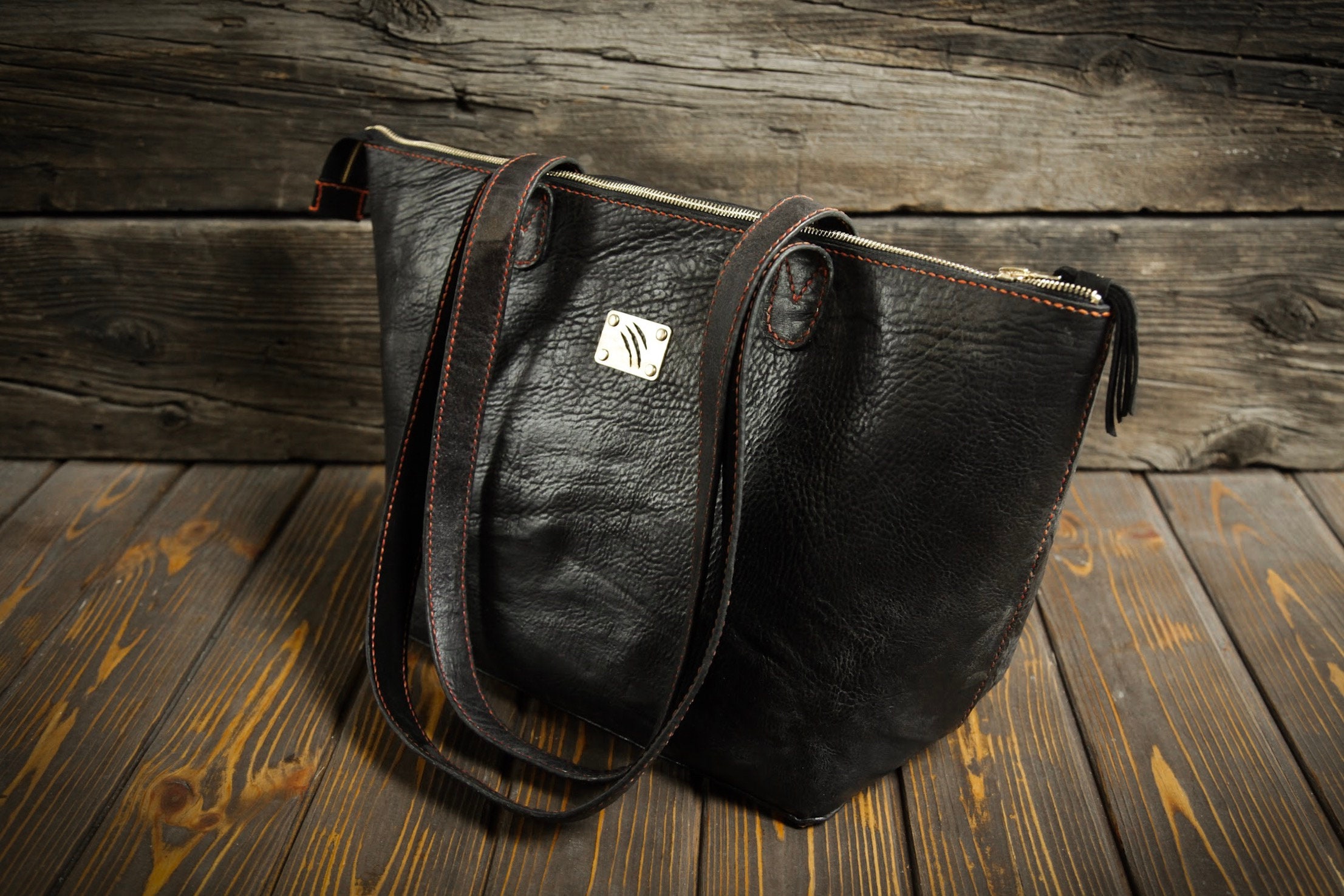 Black leather weekend bag. Womens messenger bag Etsy