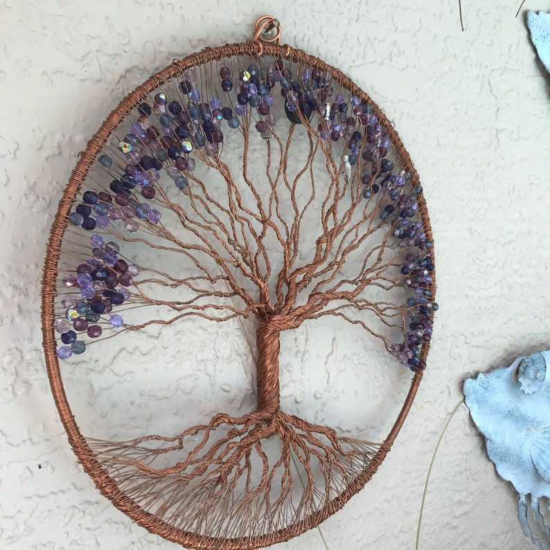 11 inch Handmade Copper wire Tree of Life One of a Kind Original Sculpture Unique gift Sun catcher