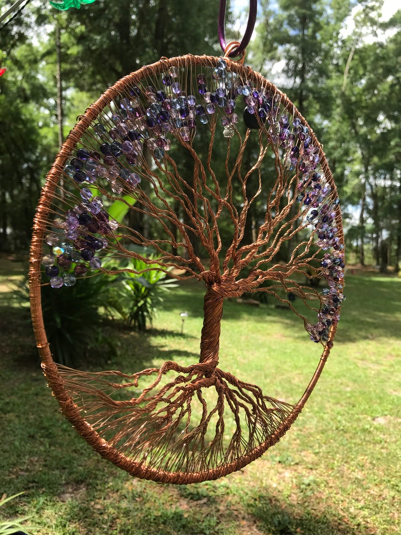 11 inch Handmade Copper wire Tree of Life One of a Kind Original Sculpture Unique gift Sun catcher