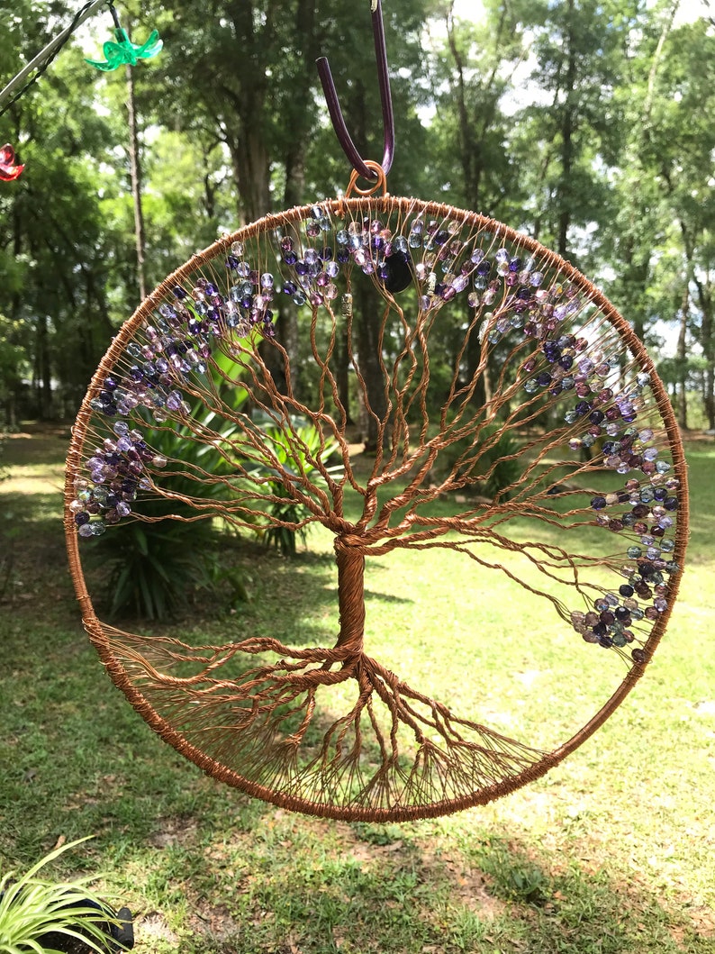11 inch Handmade Copper wire Tree of Life One of a Kind Original Sculpture Unique gift Sun catcher