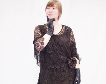 1920s black lace dress