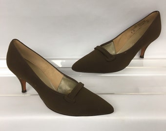 Guy LAROCHE 1990s black suede pointy Metal heeled Moccasins size eu 39 uk 5.5-us7.5
