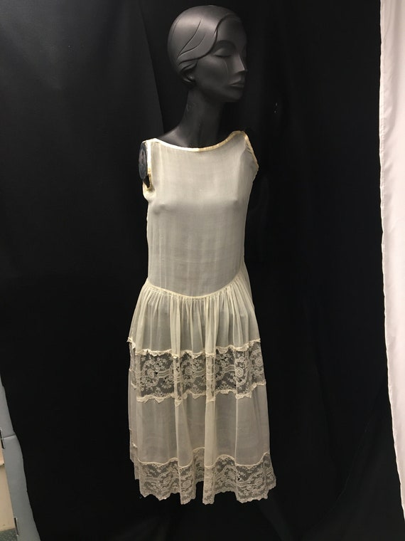 1920s XS Sheer Silk Chiffon Vintage Flapper dress… - image 5