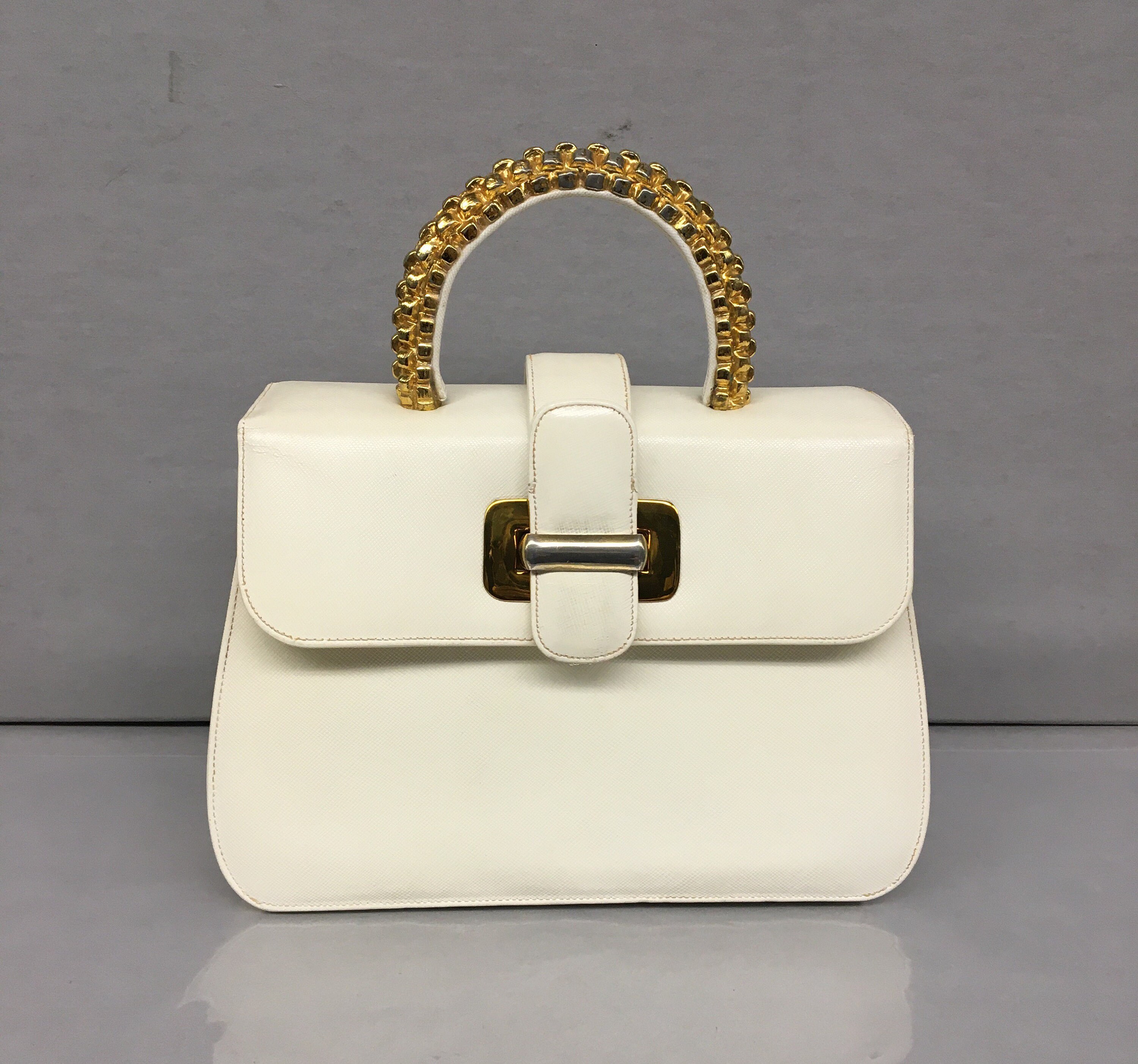 フランク・ボッグズ、「PONT ST. MICHEL」、海外版超希少レゾネ 1960s Vintage NY Designer Frank Milch Cream Leather Frame