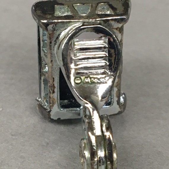 1980s Black Emerald Cut Rhinestone Clip earrings,… - image 7