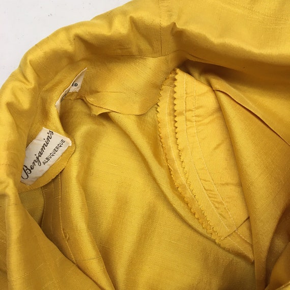 1950s Vintage Yellow Silk Shantung Dolman sleeve … - image 8