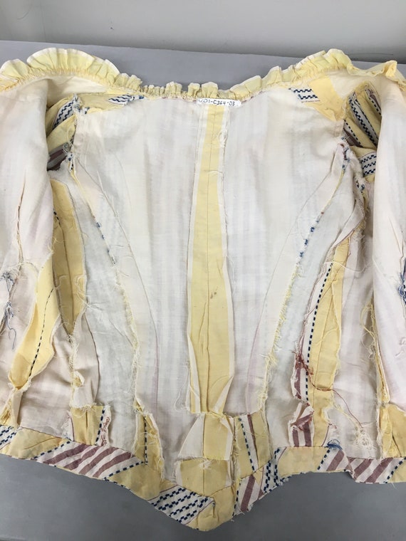 1900s XXS Edwardian Bodice, Yellow Striped Cotton… - image 7