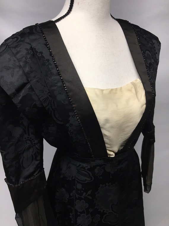 1900s XS Edwardian Petite Black Silk Jacquard wov… - image 3