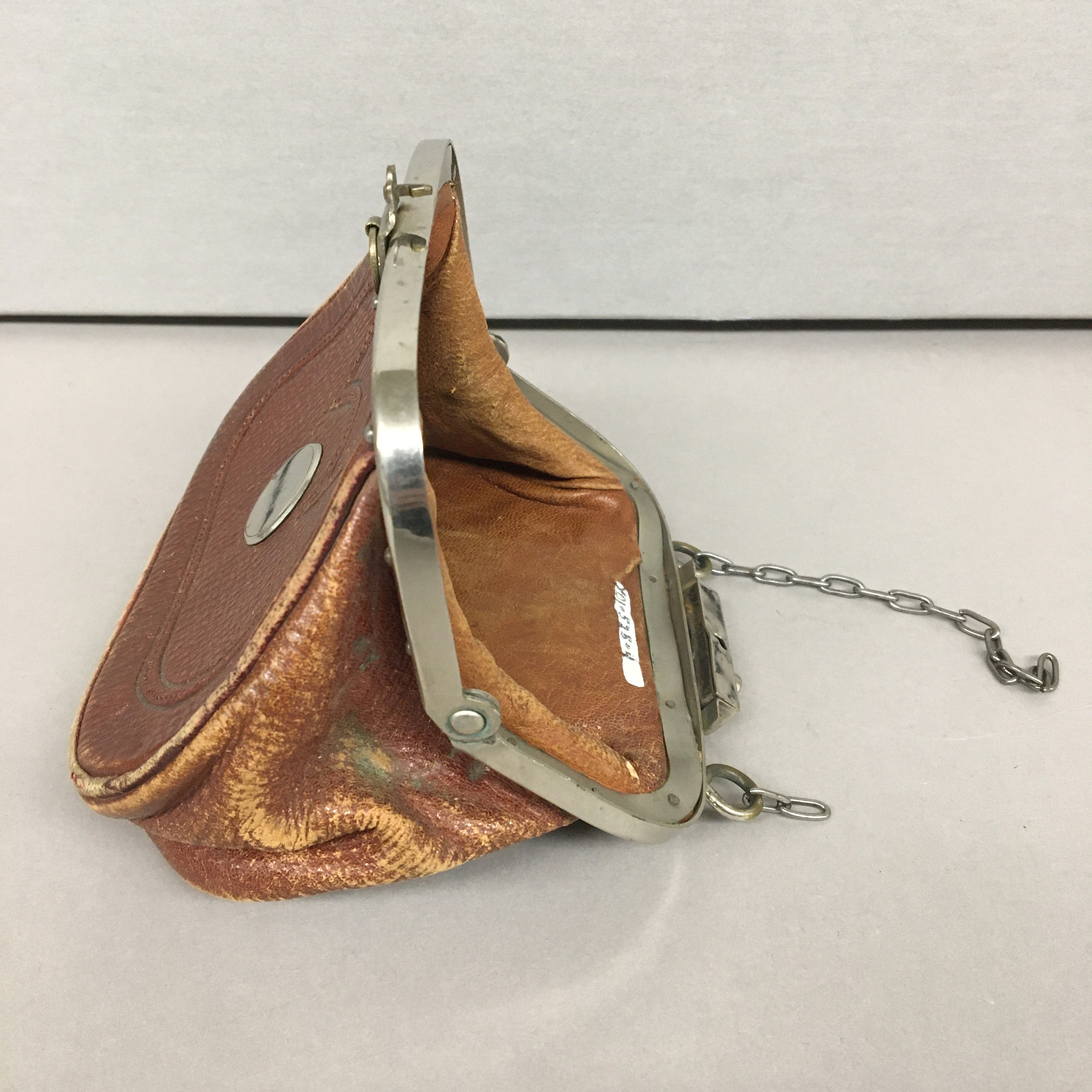 1880s Antique Tooled Brown Leather Bag to Wear on Your