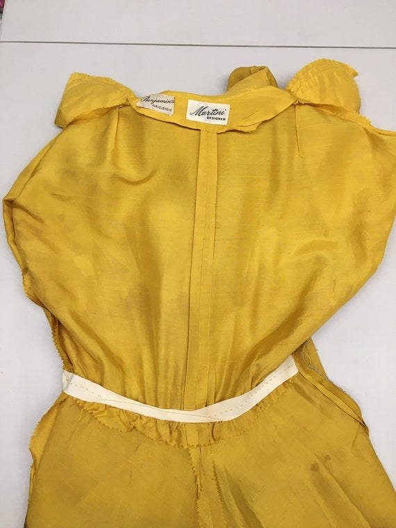 1950s Vintage Yellow Silk Shantung Dolman sleeve … - image 5