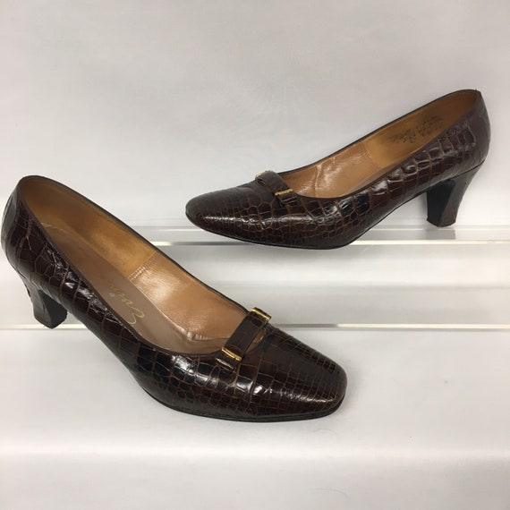 zelfmoord probleem saai 1960s 7 1/2 Brown Alligator Vintage High Heels by David Evins - Etsy