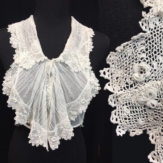 1900s Ivory Antique Edwardian Irish Crochet Collar