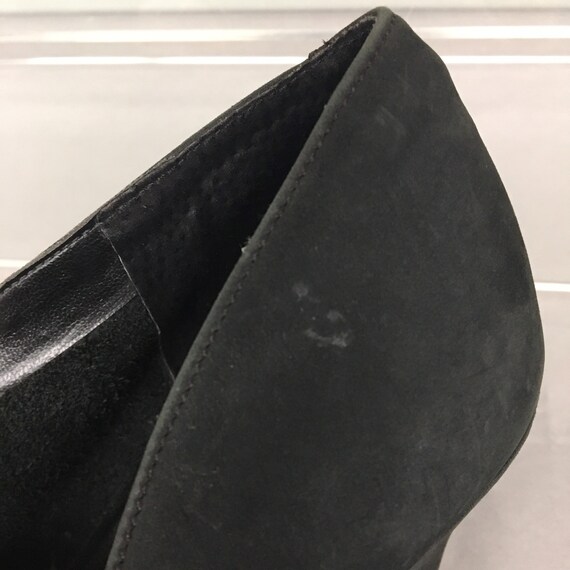 1990s 9 Black Suede Cutout Gothic Pointy Toe High… - image 9