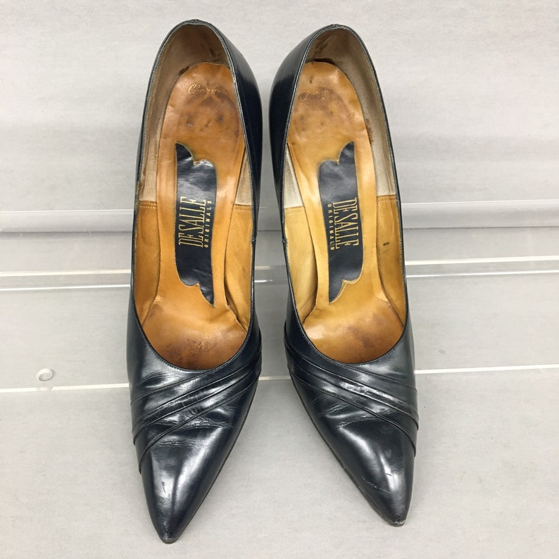 1950s 6.5 Navy Leather Classic Pumps Pointy Toes 3 3/4 - Etsy