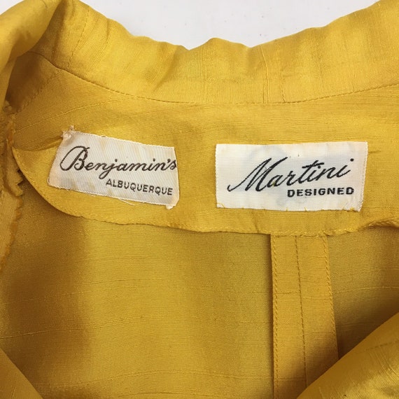 1950s Vintage Yellow Silk Shantung Dolman sleeve … - image 4