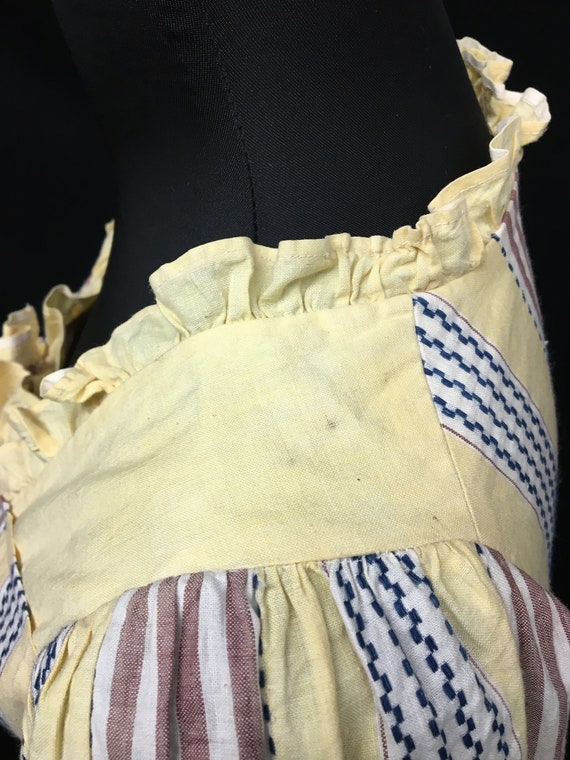 1900s XXS Edwardian Bodice, Yellow Striped Cotton… - image 6