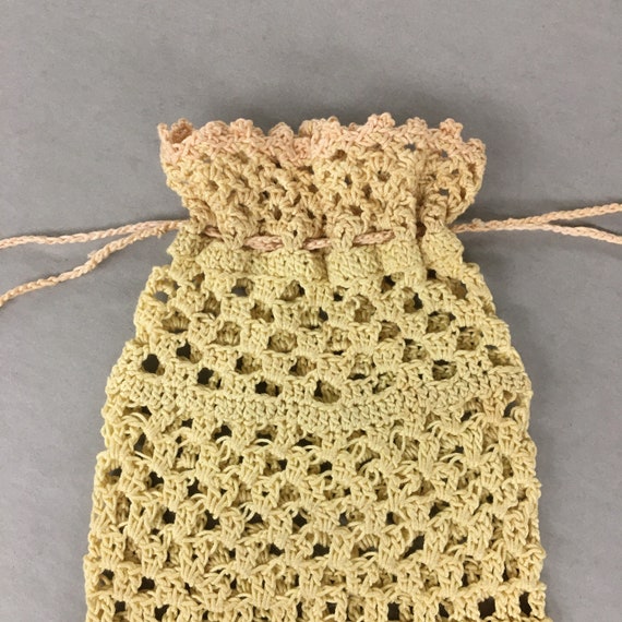 1900s Victorian Reticule, Handmade Antique Beige … - image 5