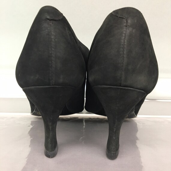 1990s 9 Black Suede Cutout Gothic Pointy Toe High… - image 5