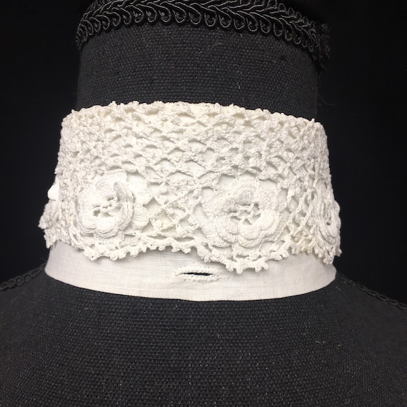 1900s Ladies White Cotton Irish Crochet Starched Line… Gem