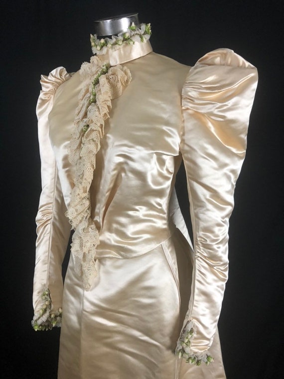 1890s XS Historical Wedding Bridal Gown, Bodice /… - image 2