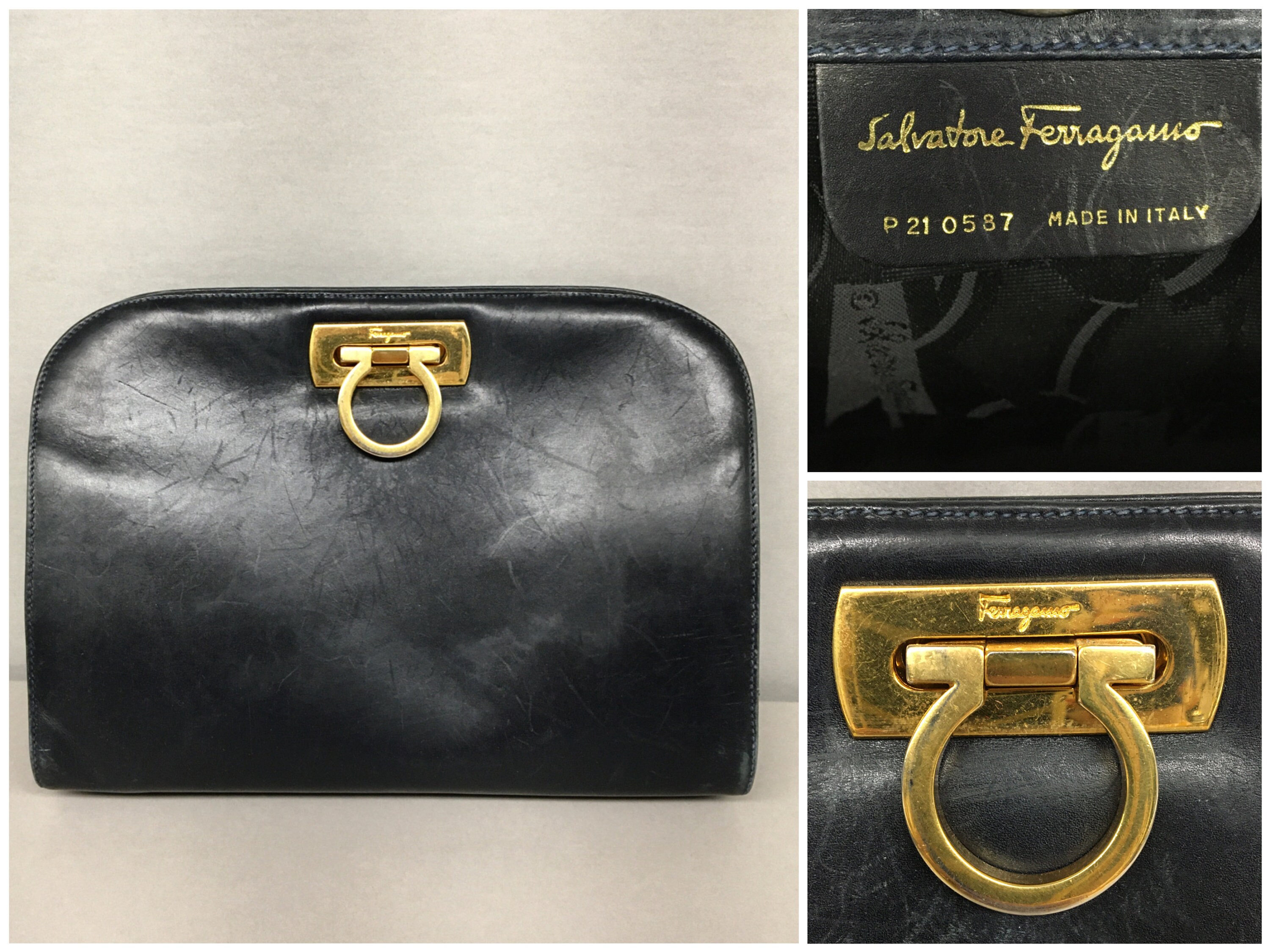 SALVATORE FERRAGAMO Black Leather Vintage Gancini Chain Shoulder Bag –  Style Exchange Boutique PGH