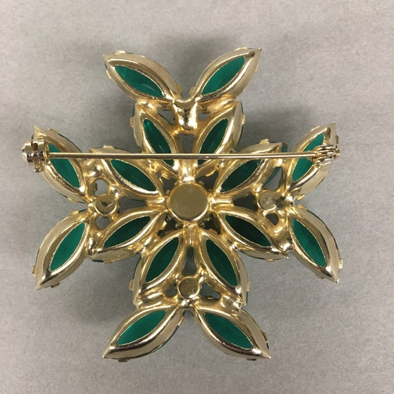 Broche/Pendentif Tournesol émeraude Strass - Style Vintage - Occasion