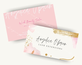 DIY Business Card Canva Template, Personalize/Edit, Beauty Salon Business Cards, Pink Business Cards, Blush / Gold business card