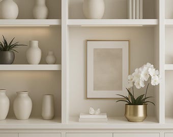 Professional Soft Neutral Zoom Home Office Background | Wall Shelving Zoom Background | Virtual Backdrop for Zoom/Teams/Videoconferences
