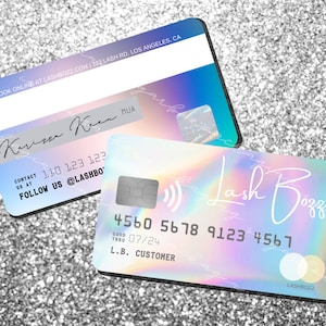 Kreditkarte Visitenkarten Canva Template, Personalisieren / Bearbeiten, Schönheitssalon Visitenkarten, Holografische Visitenkarten, Holo