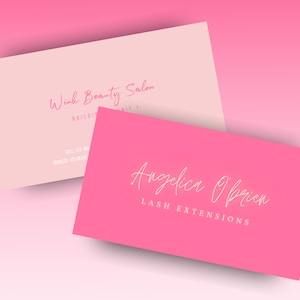 DIY Neon roze visitekaartje Canva sjabloon, bewerkbare, schoonheidssalon visitekaartjes, roze visitekaartjes, girly vrouwelijk schattig visitekaartje