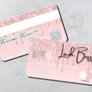 Tarjeta de crédito DIY Tarjetas de visita Plantilla Canva, Personalizar/Editar, Tarjetas de visita de salón de belleza, Tarjetas de visita rosas, Tarjetas de visita brillantes