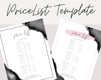 Price List Template, Makeup Price List, Hair Price List, Photography, Hair, Spa, Flyer, Business Price List, Pink, Editable in Canva
