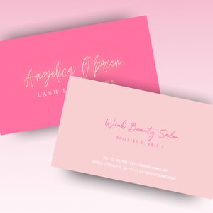 Modelo de canva de cartão de visita rosa/néon DIY, editável, cartões de visita de salão de beleza, cartões de visita rosa, cartão de visita fofo feminino feminino