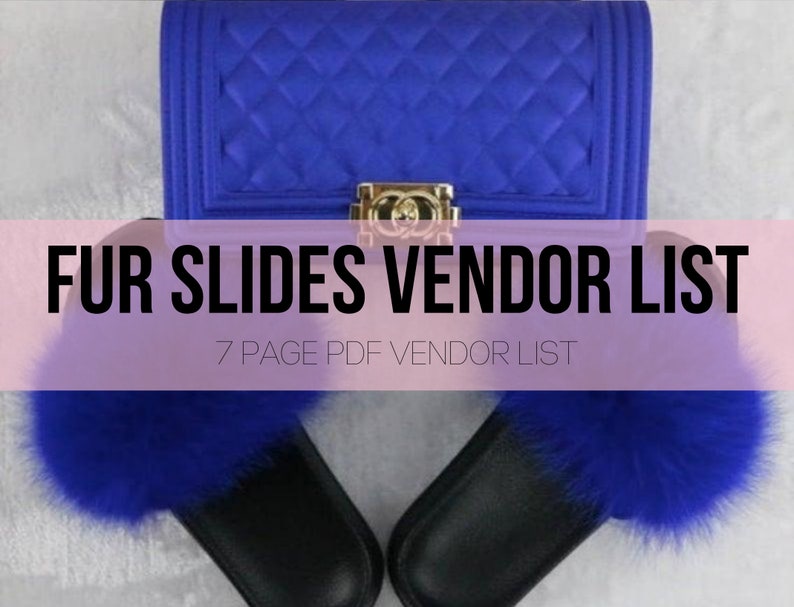 fur slides with matching purse vendor