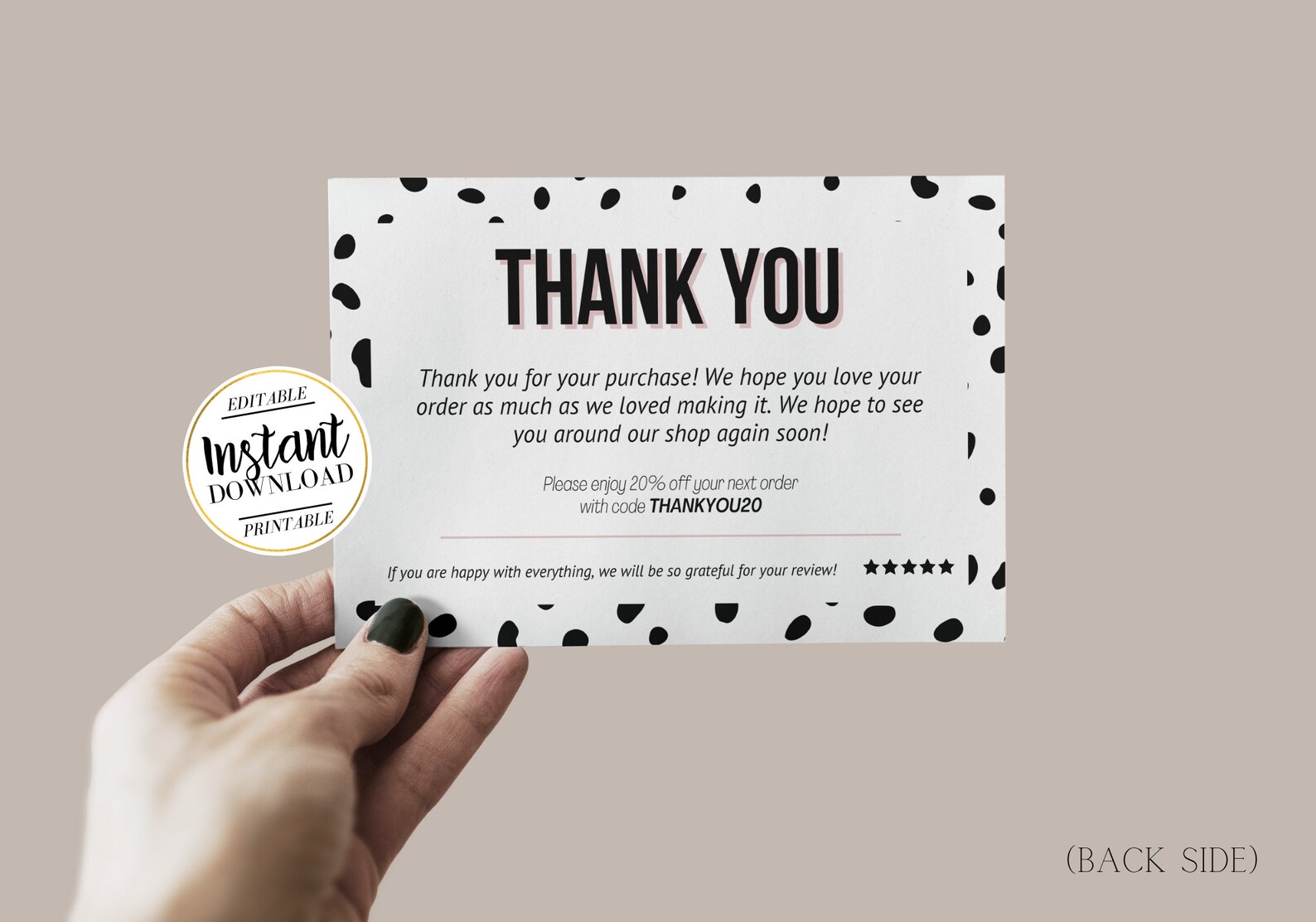 DIY AESTHETIC Thank You Card Template Dot Thank You Cards Etsy