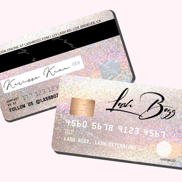 Plantilla Canva de tarjetas de crédito DIY, Personalizar/Editar, Tarjetas de visita de salón de belleza, Tarjetas de visita holográficas, Holo