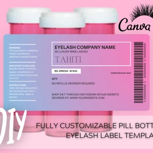 DIY Pille Flasche Lash Label Marmor Vorlage, Rezept Etikett für Wimpern Verpackung, Sofortiger Download Digitale Vorlage, Bearbeitbar