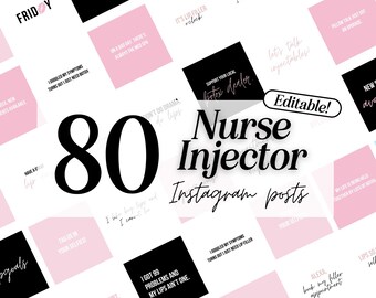 80 Botox & Filler Instagram Post Canva Templates | Pink/Neutral | Editable Nurse Injector Social Media Instagram IG Branding Marketing Kit